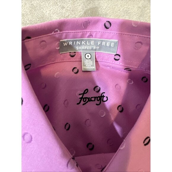 Foxcroft Women’s Size 8 Shirt Lot Pink Blue Polka Dot Long Sleeve - Picture 6 of 11